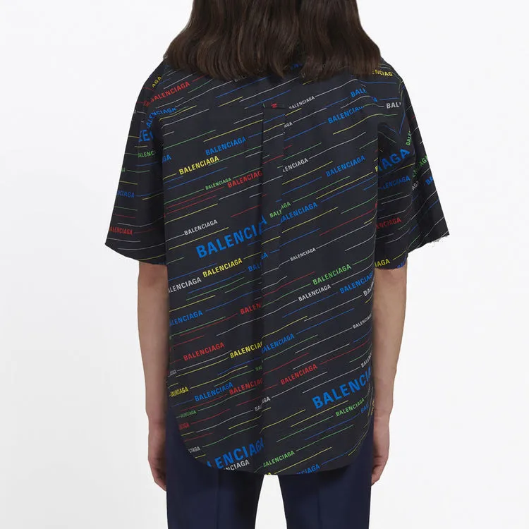 Balenciaga Logo Print Short Sleeve Shirt 'Black' 556869TDL542771 sold by KicksCrew product image thumbnail 5