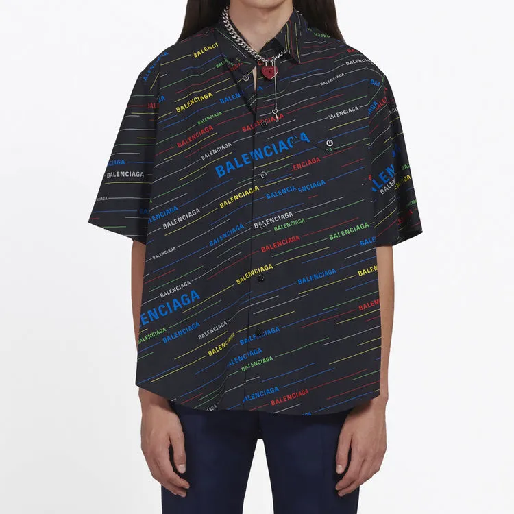 Balenciaga Logo Print Short Sleeve Shirt 'Black' 556869TDL542771 sold by KicksCrew product image thumbnail 3