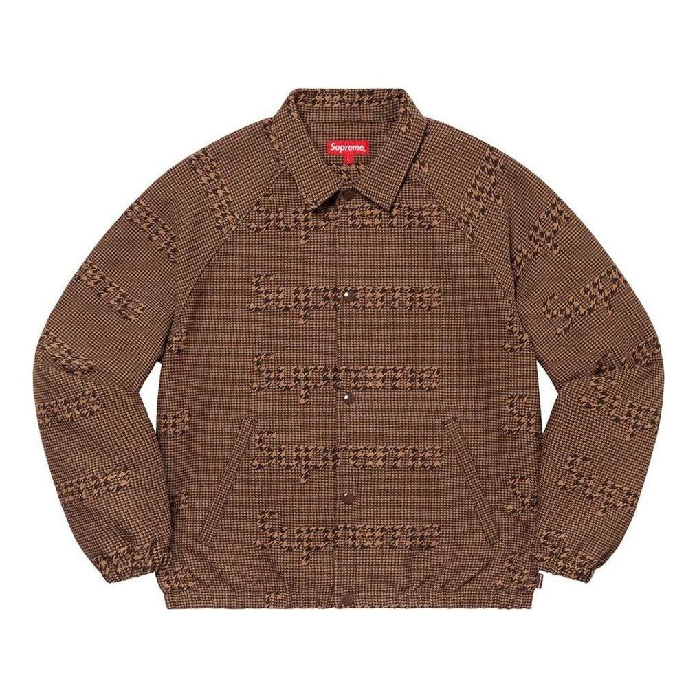 Supreme Houndstooth Logo Snap Front Jacket 'Brown' SUP-FW20-081 sold by KicksCrew