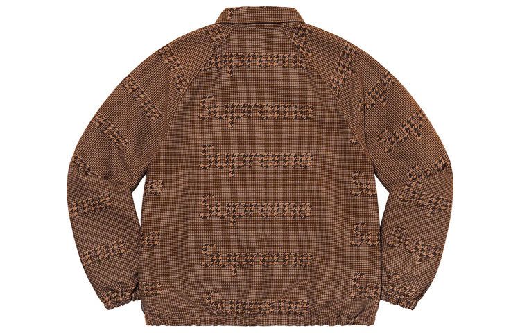 Supreme Houndstooth Logo Snap Front Jacket 'Brown' SUP-FW20-081 sold by KicksCrew product image thumbnail 2