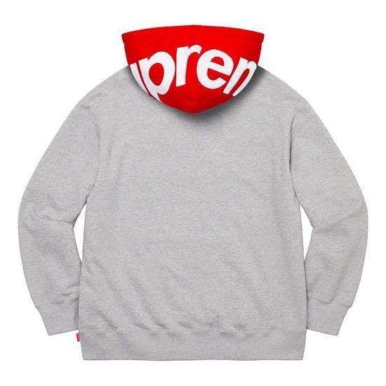 Supreme Contrast Hooded Sweatshirt 'Grey Red White' SUP-FW21-147 sold by KicksCrew product image thumbnail 3