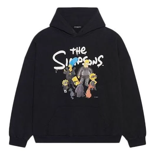 Balenciaga x THE SIMPSONS Cotton Hoodie Wide Fit 'Black' 674986TLVG81000 sold by KicksCrew