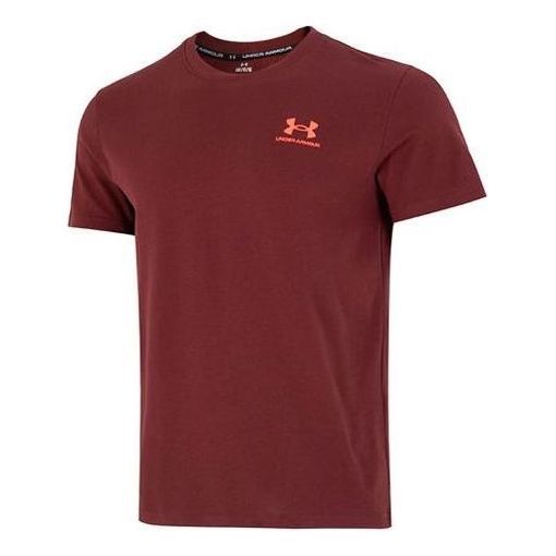 Under Armour Logo Embroidered Heavyweight Short Sleeve T-shirt 'Burgundy' 1373997-690 sold by KicksCrew
