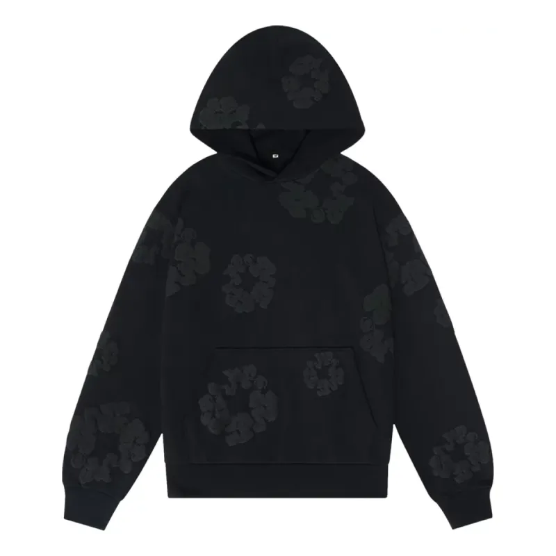 Denim Tears Cotton Wreath Hooded Sweatshirt 'Black Monochrome' 5650-1SS240106CWHS-BLAC sold by KicksCrew