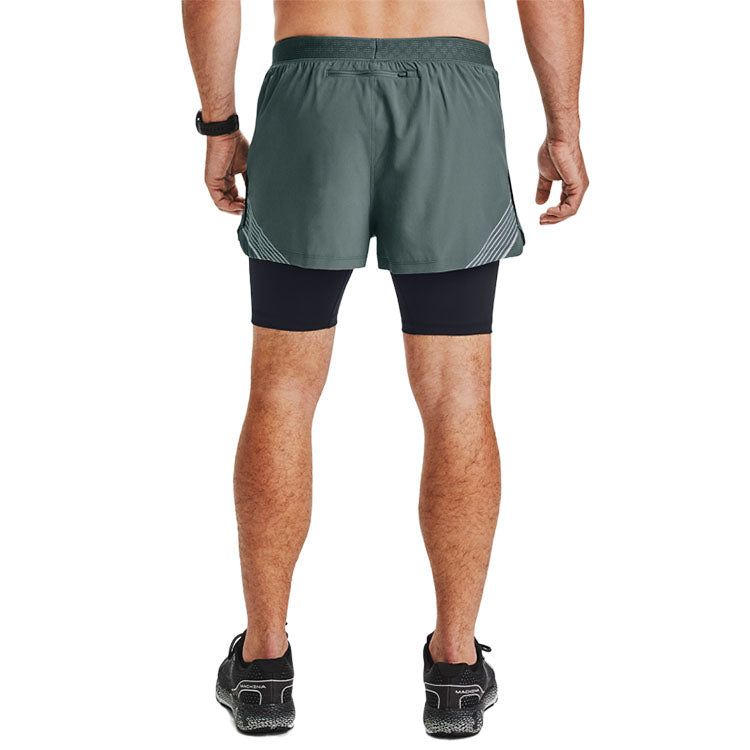 Under Armour RUSH 2-in-1 Running Shorts 'Teal Black' 1350149-424 sold by KicksCrew product image thumbnail 4