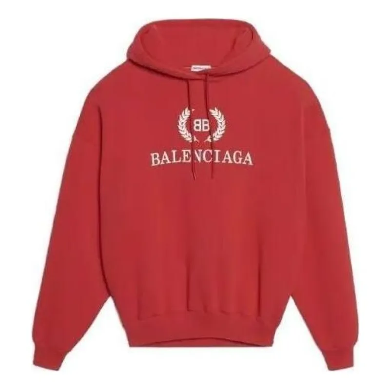 Balenciaga Cotton BB Logo Oversized Hoodie 'Red' 547765TCV316400 sold by KicksCrew