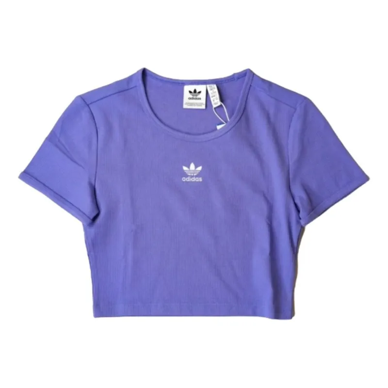 (WMNS) adidas originals Essential Ribbed T-Shirt 'Purple' IY9668 sold by KicksCrew