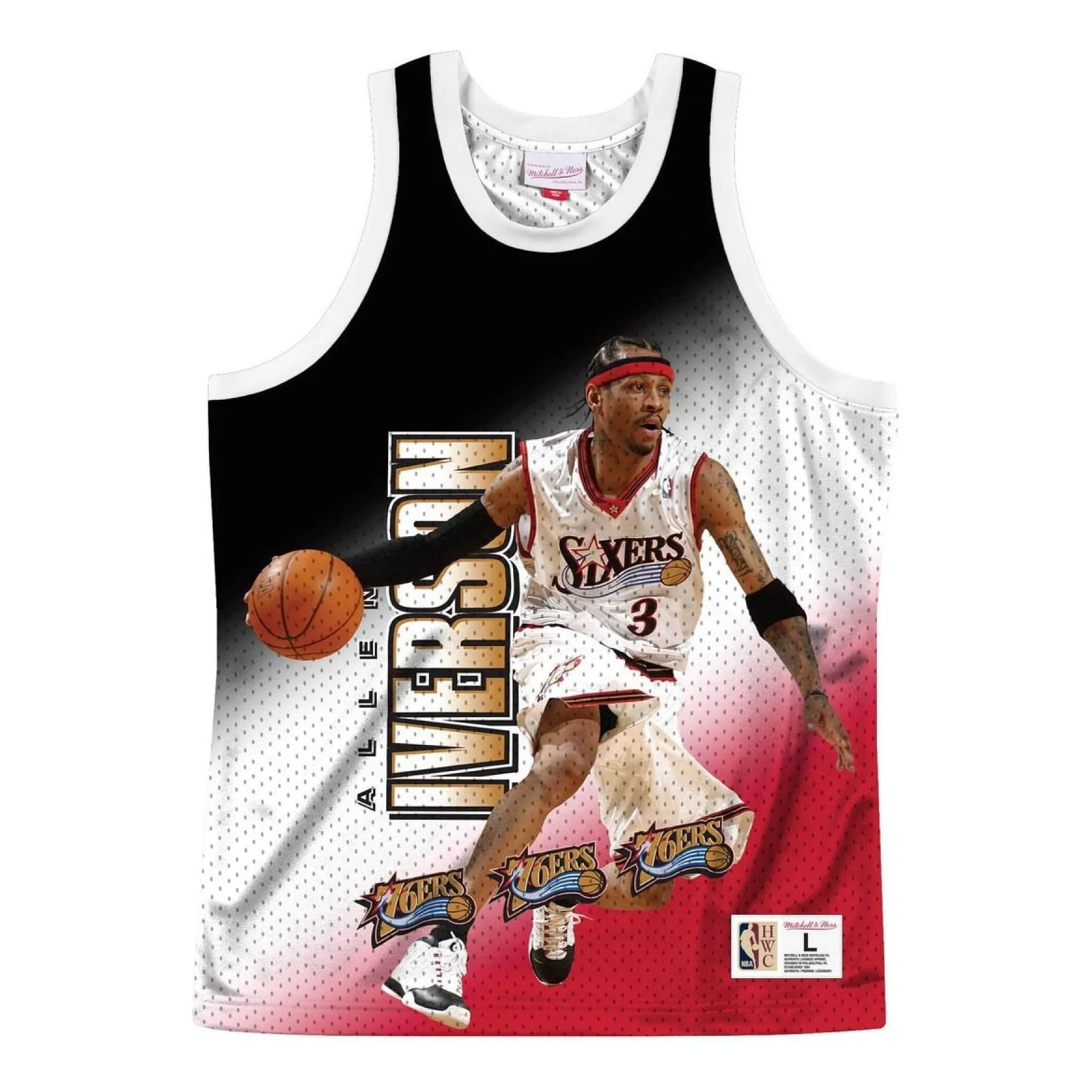 Mitchell & Ness x NBA Philadelphia 76ers Behind The Back Jersey 'Allen Iverson 3' MSTKMI19002-P76WHITAIV sold by KicksCrew