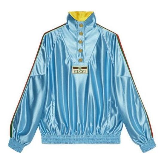 Gucci Shiny Jersey Sweatshirt With Web 'Light Blue' 653372-XJDE6-4670 sold by KicksCrew