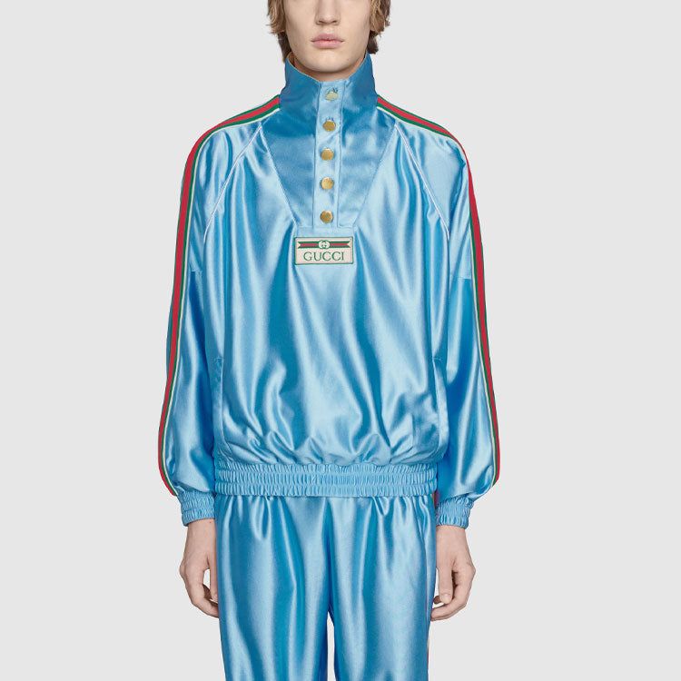 Gucci Shiny Jersey Sweatshirt With Web 'Light Blue' 653372-XJDE6-4670 sold by KicksCrew product image thumbnail 2