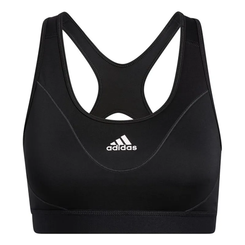 (WMNS) adidas Believe This Medium-Support Reflective Bra 'Black White' GR8250 sold by KicksCrew