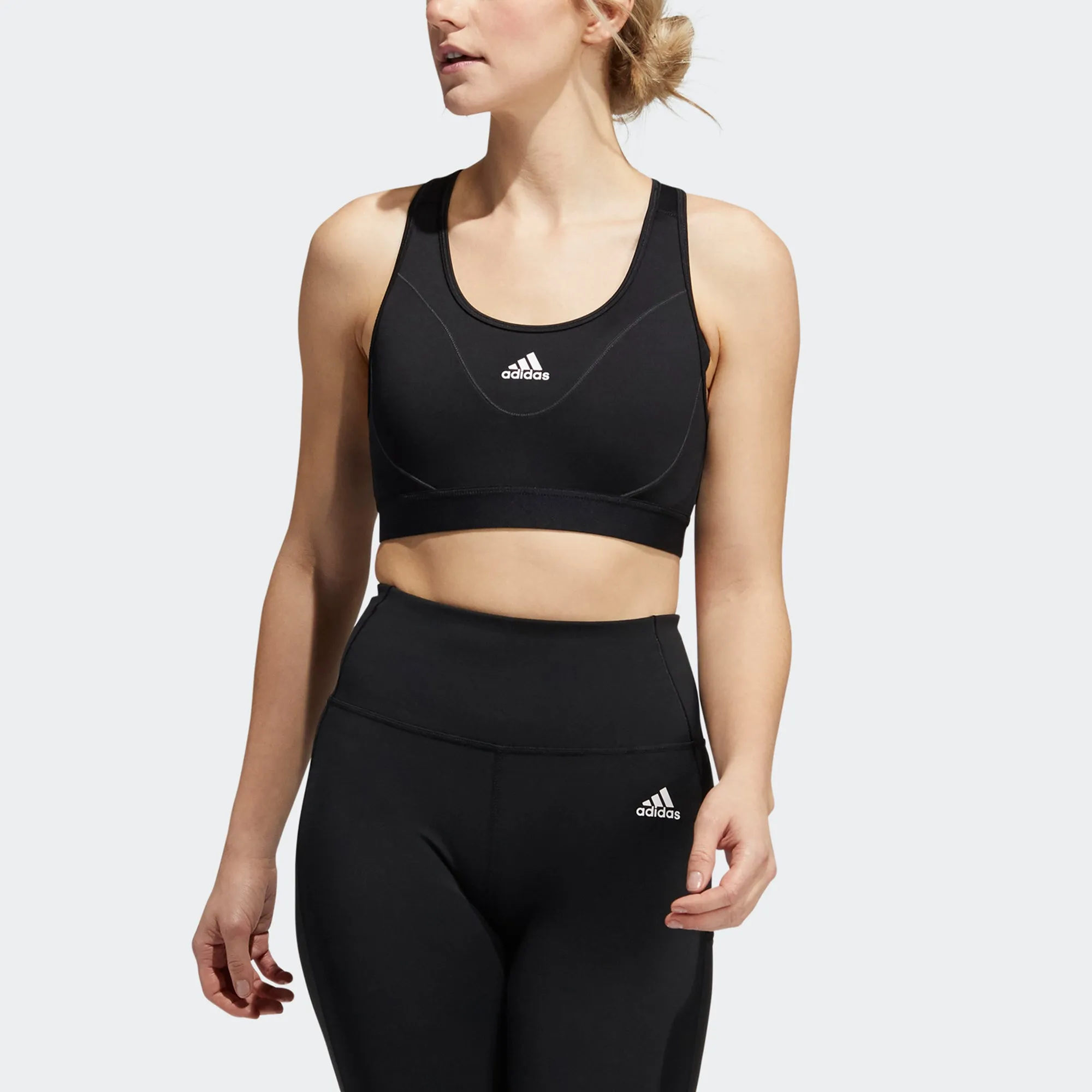(WMNS) adidas Believe This Medium-Support Reflective Bra 'Black White' GR8250 sold by KicksCrew product image thumbnail 2