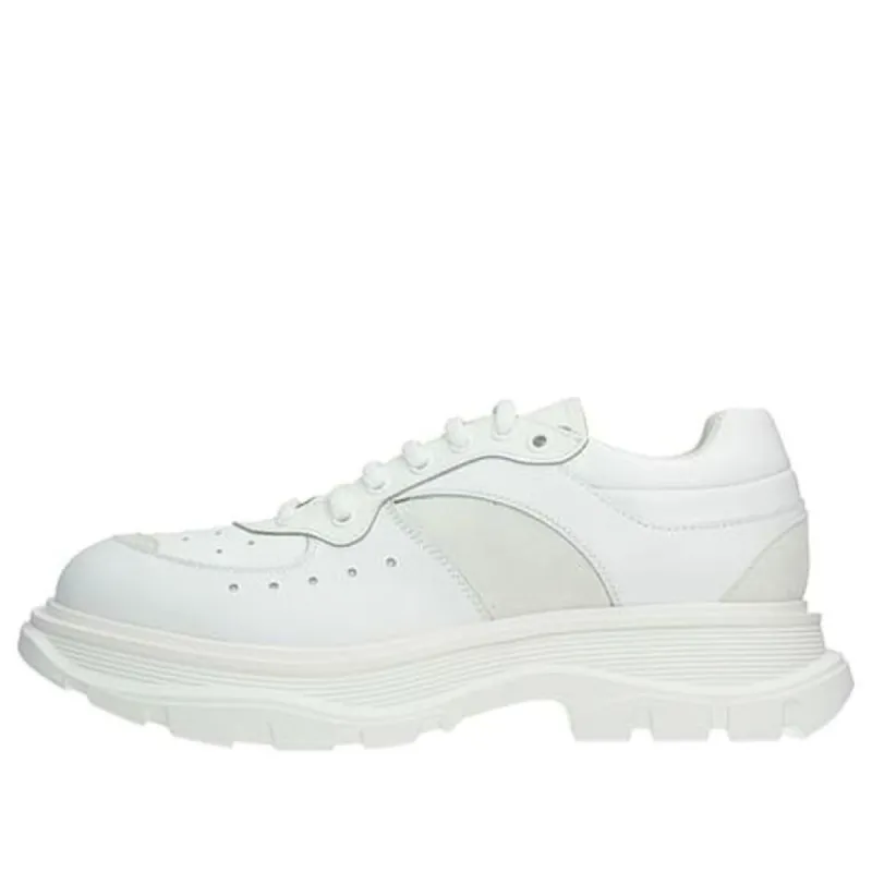 Alexander McQueen Tread Suede-panelled Leather Trainers 'White' 627222WHRH59071 sold by KicksCrew