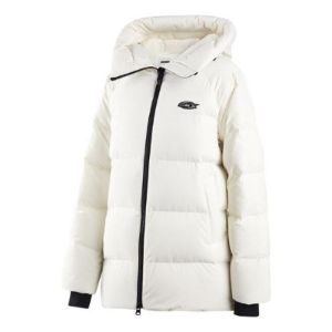 (WMNS) Skechers SKX Logo Printed Long Down Jacket 'White Black' P422W002 sold by KicksCrew