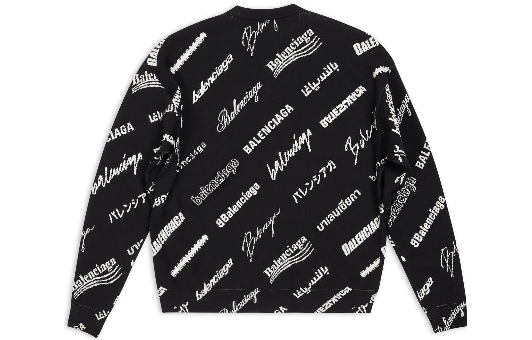 Balenciaga Allover Logo Print Crewneck Sweatshirt 'Black White' 724858T16651070 sold by KicksCrew product image thumbnail 2