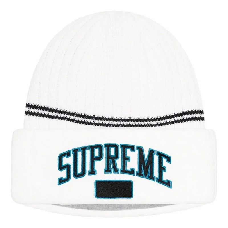 Supreme Fleece Lined Beanie 'White Black' SUP-FW22-1080 sold by KicksCrew