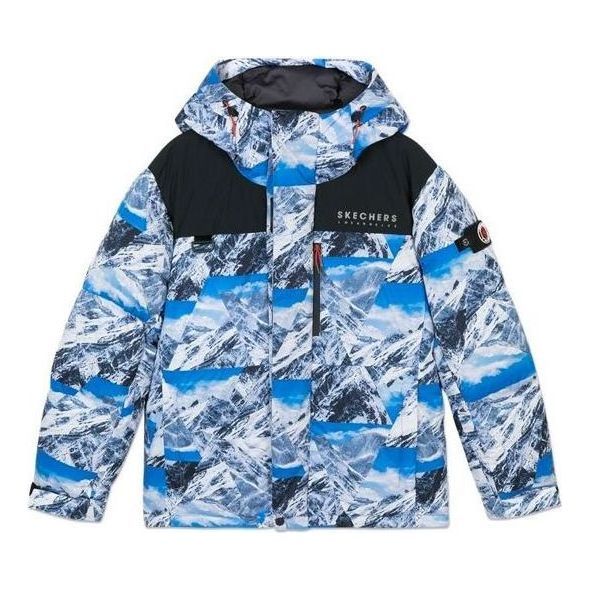 Skechers Hooded Down Jacket 'Blue White Black' L420M047 sold by KicksCrew