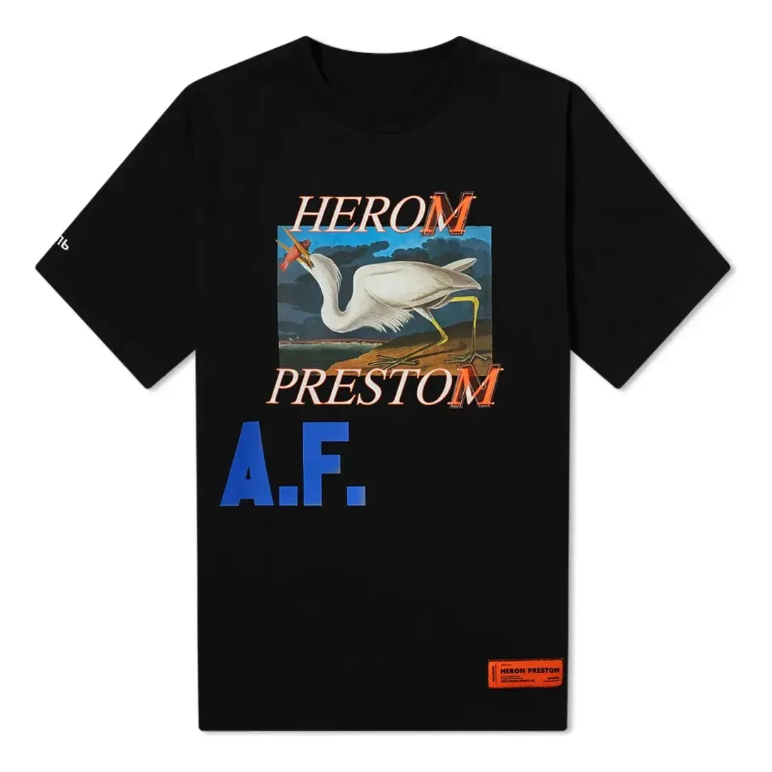 HERON PRESTON Logo Print AF Oversized T-Shirt 'Black' HMAA020R21JER0021045 sold by KicksCrew