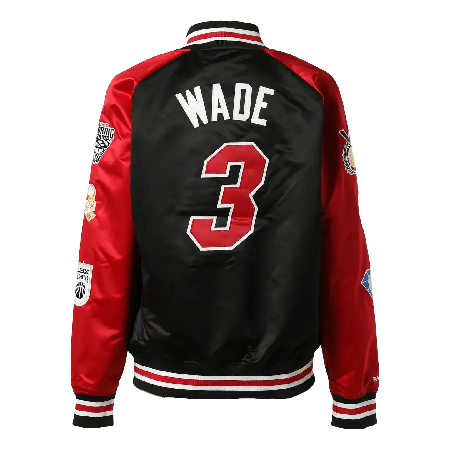 Mitchell & Ness x Nba Miami Heat Hof Satin Jacket 'Dwyane Wade 3' OJBF6860-MHEYYDWABKRD sold by KicksCrew product image thumbnail 2