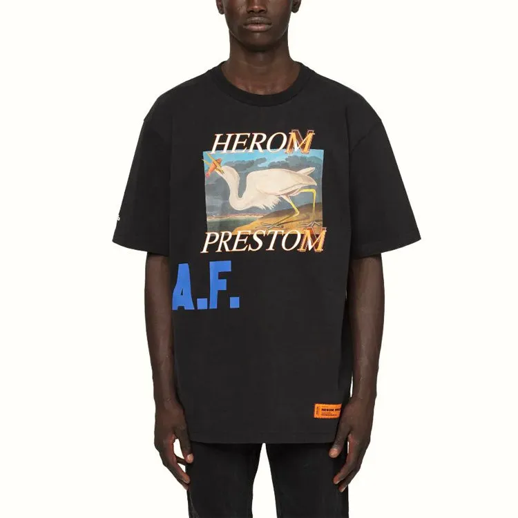 HERON PRESTON Logo Print AF Oversized T-Shirt 'Black' HMAA020R21JER0021045 sold by KicksCrew product image thumbnail 3