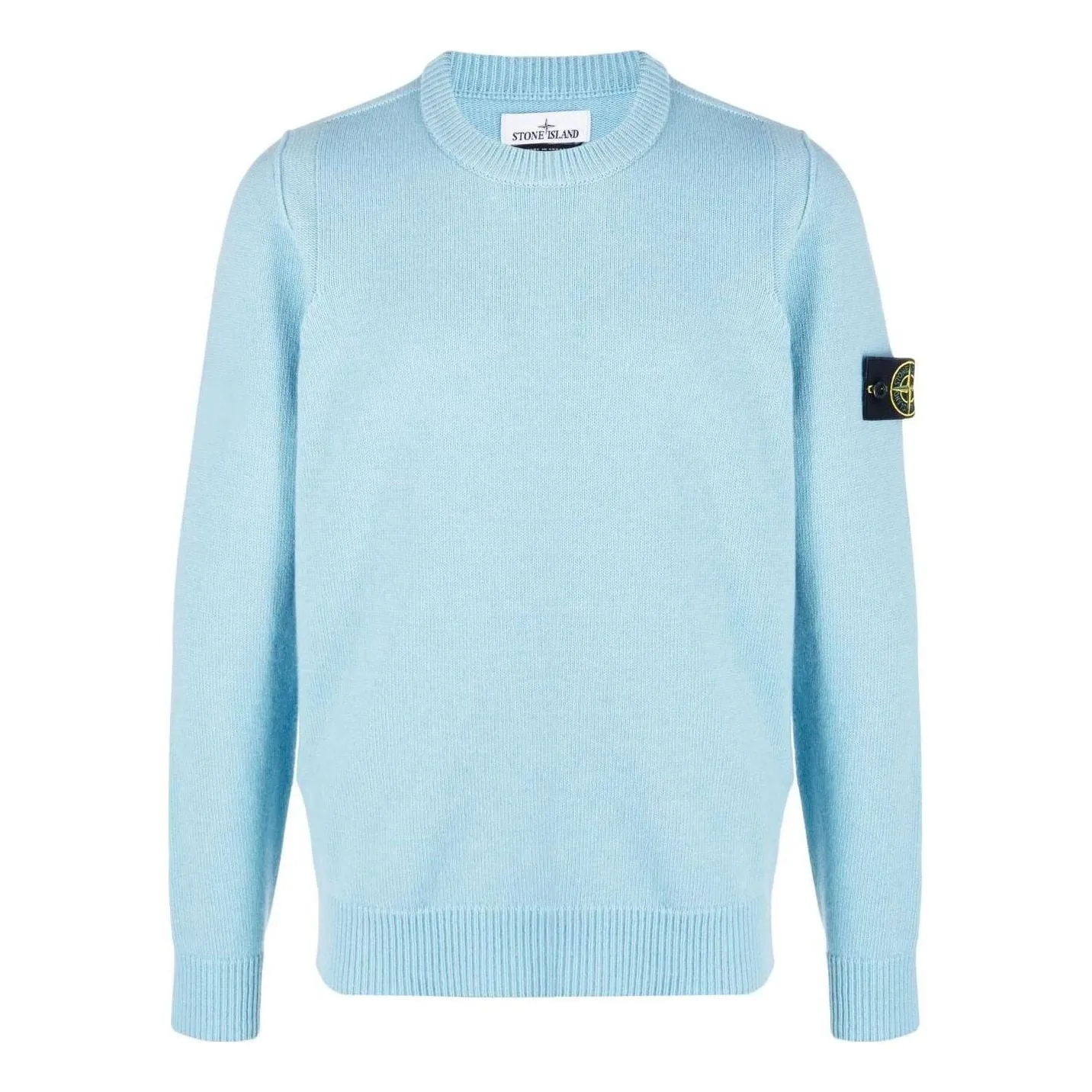 STONE ISLAND Logo Patch Knit Sweater 'Ocean Blue' 7915508A3-V0041 sold by KicksCrew