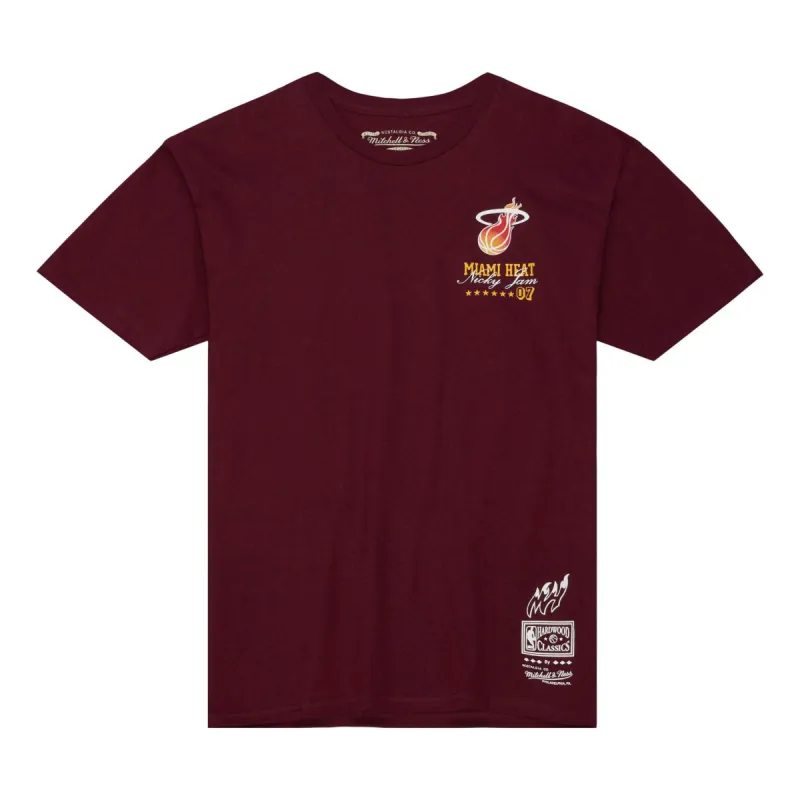 Mitchell & Ness x Nicky Jam NBA T-Shirt 'Miami Heat' SSTE5282-MHEYYPPPDKRD sold by KicksCrew