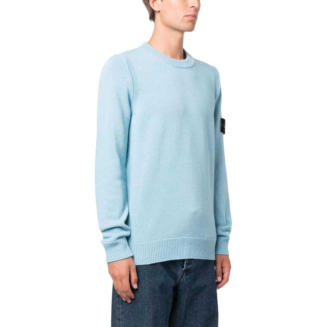 STONE ISLAND Logo Patch Knit Sweater 'Ocean Blue' 7915508A3-V0041 sold by KicksCrew product image thumbnail 3