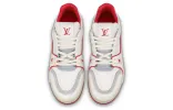 LOUIS VUITTON LV Trainer Sneakers 'White Red Grey' 1ABFBI sold by KicksCrew