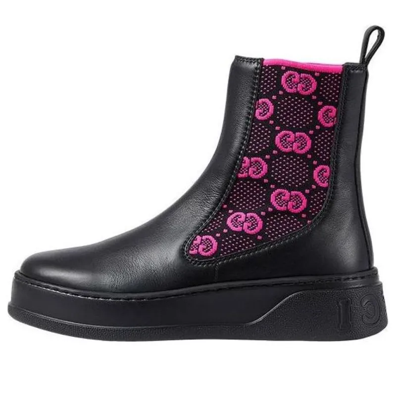 (WMNS) Gucci GG Jersey Boots 'Black Fuchsia' 718718-AAA8L-1066 sold by KicksCrew