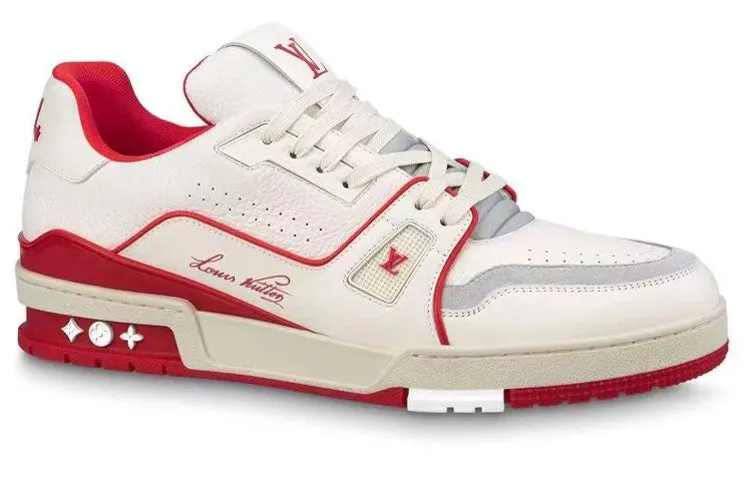 LOUIS VUITTON LV Trainer Sneakers 'White Red Grey' 1ABFBI sold by KicksCrew product image thumbnail 2