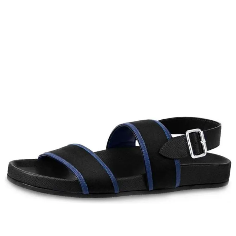 LOUIS VUITTON LV Mirabeau Bicolor Taiga Leather Sandals 'Black' 1A581R sold by KicksCrew