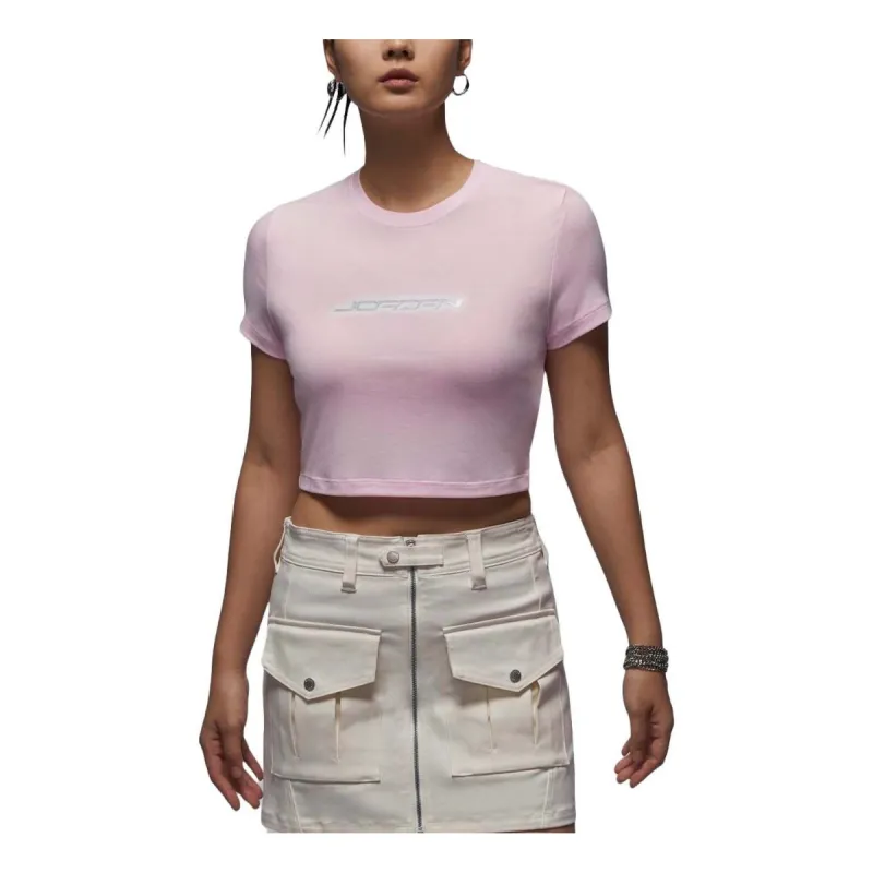 (WMNS) Air Jordan Graphic Slim Fit T-Shirt Asia Sizing 'Light Pink' HM4903-663 sold by KicksCrew