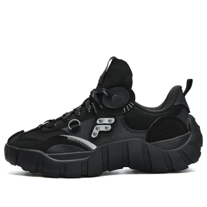 (WMNS) FILA FUSION Bone Sneakers 'Black Grey' T12W311201FBK sold by KicksCrew