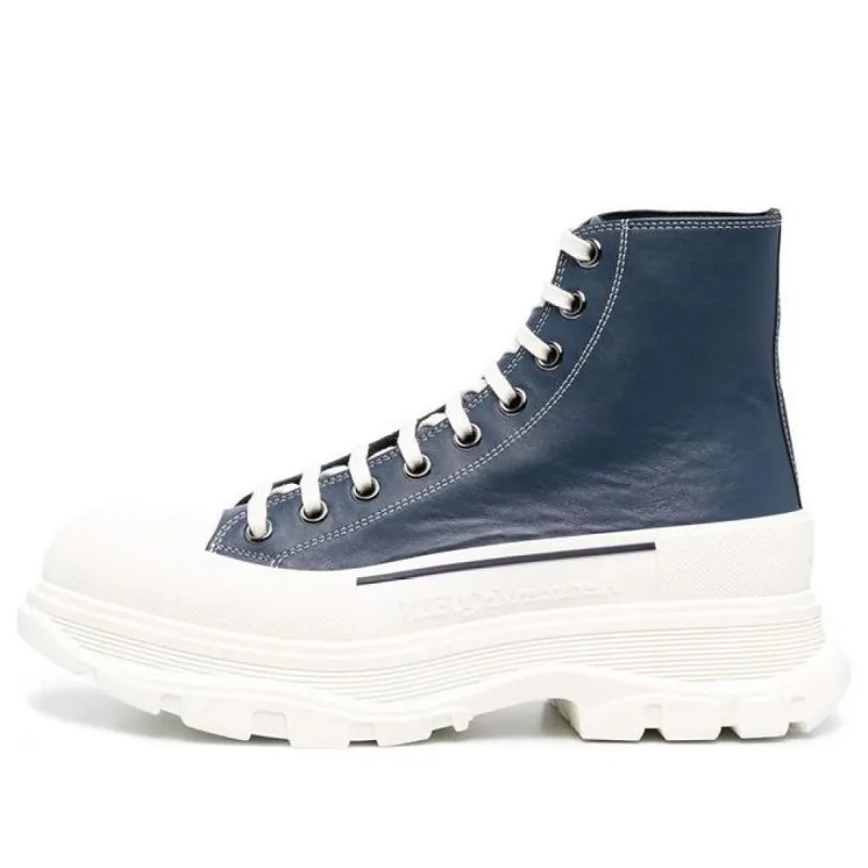 Alexander McQueen Tread Slick Lace Up Boot 'Navy Leather' 627206WIAM24456 made by Alexander McQueen