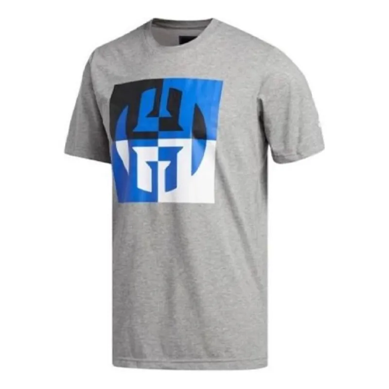 adidas Harden Big Logo Basketball T-Shirt 'Grey Blue White' CW9231 sold by KicksCrew
