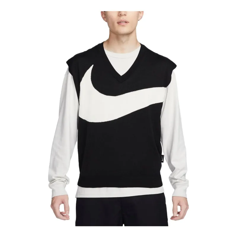 Nike Swoosh Sweater Vest 'Black White' FD2874-010 sold by KicksCrew