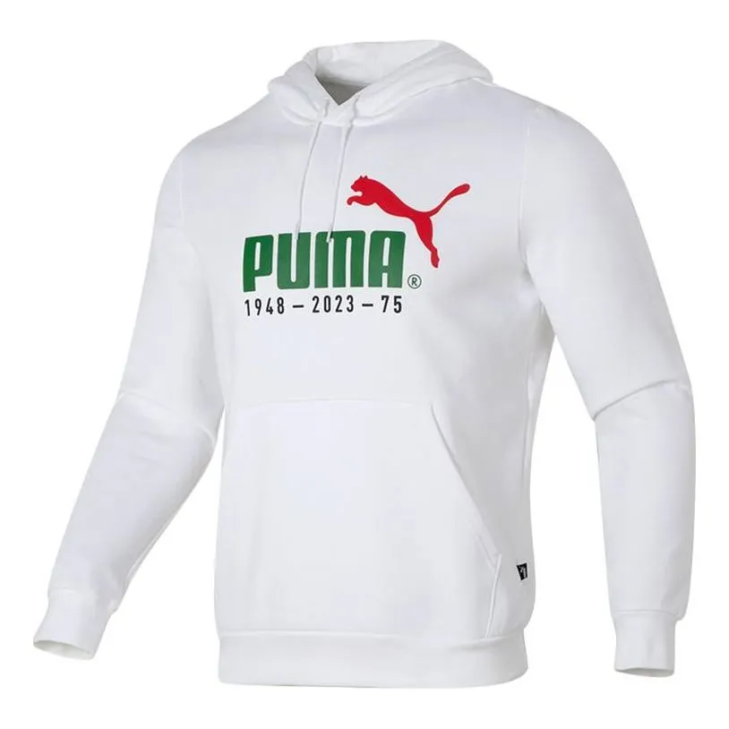 PUMA Logo Printed Casual Hoodie 'White Green Red' 678413-02 sold by KicksCrew