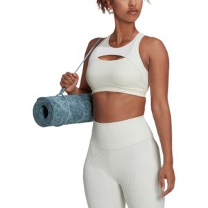 (WMNS) adidas CoreFlow Studio Medium-Support Yoga Wind Bra 'White' HM6369 sold by KicksCrew