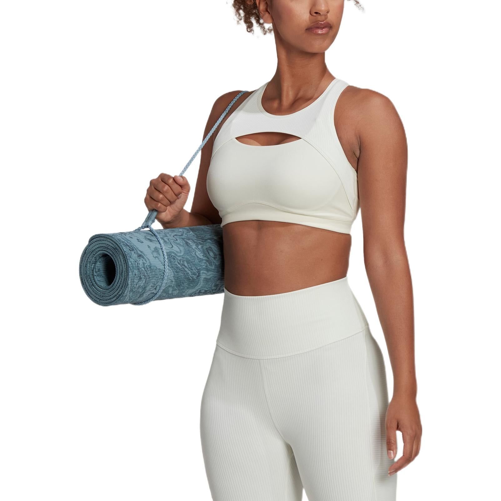 (WMNS) adidas CoreFlow Studio Medium-Support Yoga Wind Bra 'White' HM6369 sold by KicksCrew product image thumbnail 2