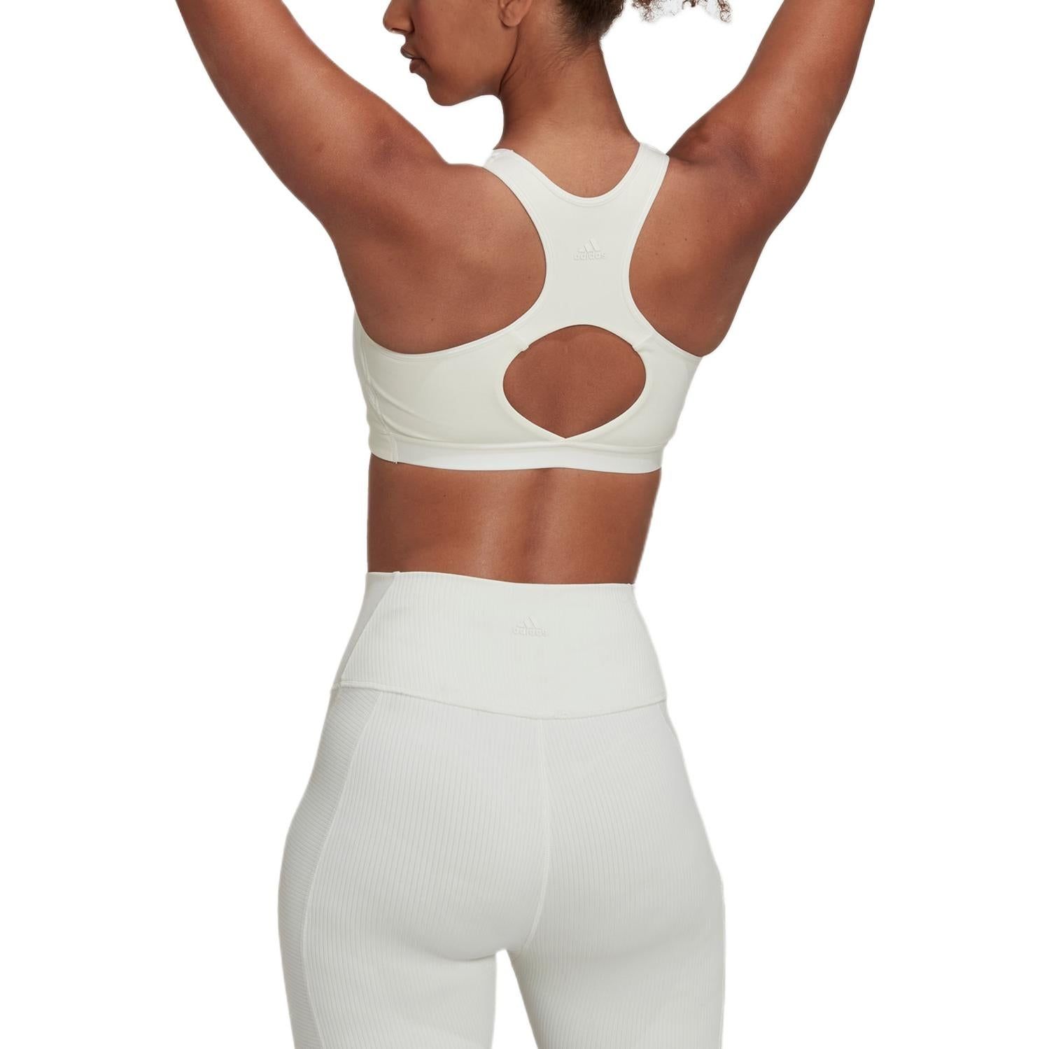 (WMNS) adidas CoreFlow Studio Medium-Support Yoga Wind Bra 'White' HM6369 sold by KicksCrew product image thumbnail 3