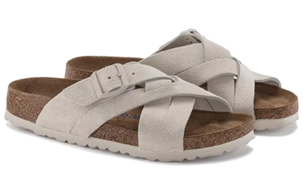 Birkenstock Lugano Soft Footbed Suede Leather Narrow Fit Sandals 'Antique White' 1024560 sold by KicksCrew product image thumbnail 3