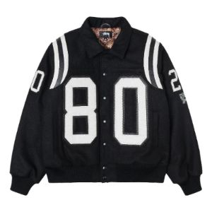 Stussy 80 Wool Varsity Jacket 'Black' 115713 sold by KicksCrew