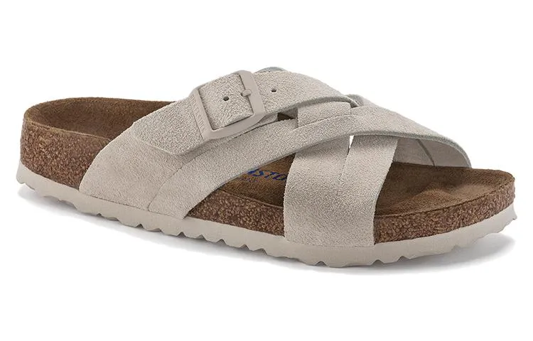Birkenstock Lugano Soft Footbed Suede Leather Narrow Fit Sandals 'Antique White' 1024560 sold by KicksCrew product image thumbnail 2