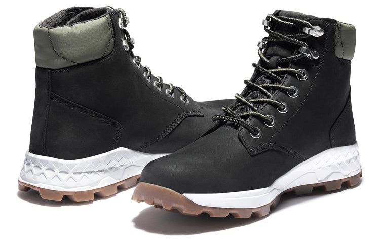 Timberland 6 Inch Brooklyn Side Zip Boots 'Black Nubuck with Green Padded Collar' A41Y6001 sold by KicksCrew product image thumbnail 4