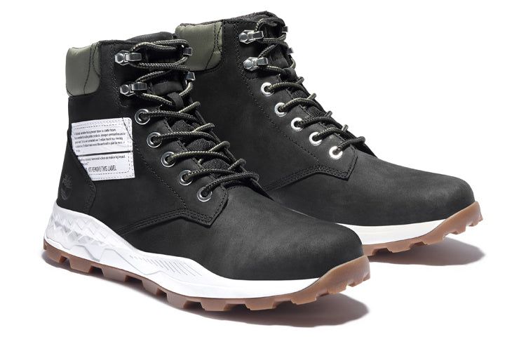 Timberland 6 Inch Brooklyn Side Zip Boots 'Black Nubuck with Green Padded Collar' A41Y6001 sold by KicksCrew product image thumbnail 3