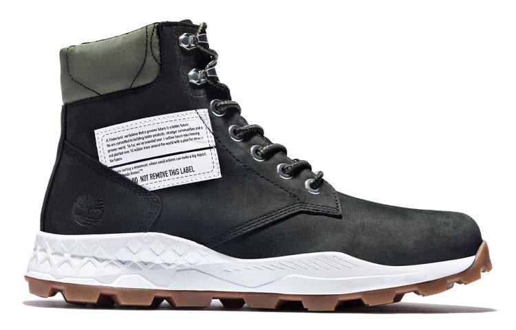 Timberland 6 Inch Brooklyn Side Zip Boots 'Black Nubuck with Green Padded Collar' A41Y6001 sold by KicksCrew product image thumbnail 2