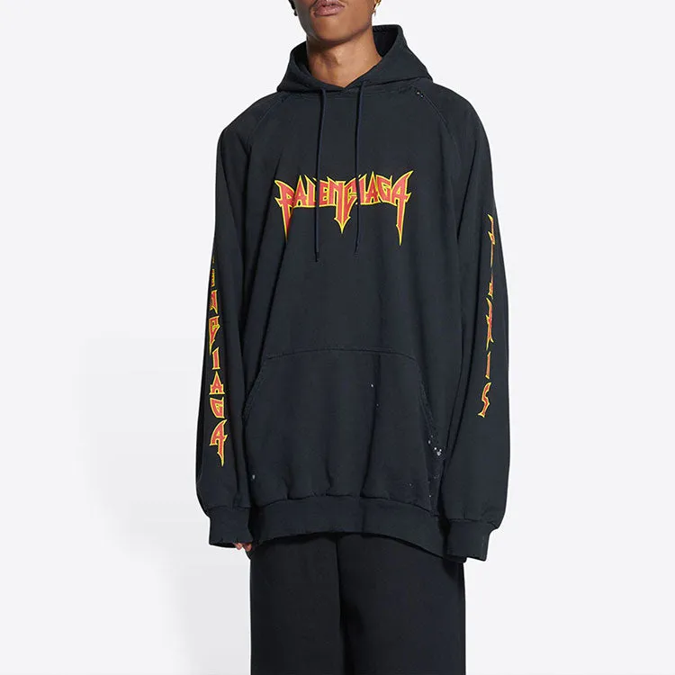Balenciaga SBalenciaga Metallica Hoodie Oversized Fit 'Black Orange' 697879TMV891055 sold by KicksCrew product image thumbnail 3