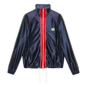 GUCCI Shiny Jersey Jacket With Web 'Blue' 655341-XJDF1-4330 sold by KicksCrew
