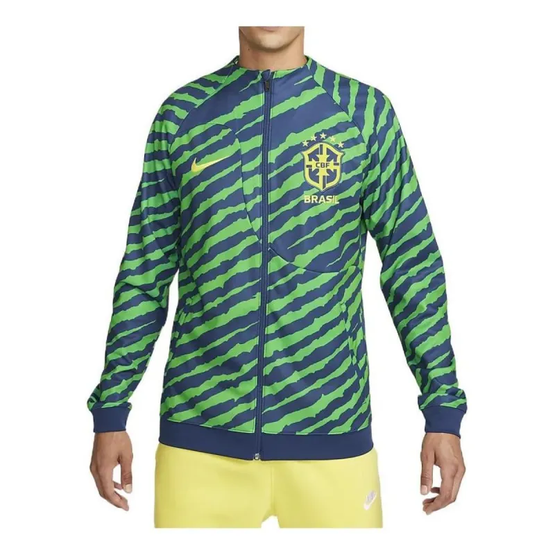 Nike Brazil National Team Anthem Knit Jacket Soccer Sweater 'Green Blue' DR9018-490 sold by KicksCrew
