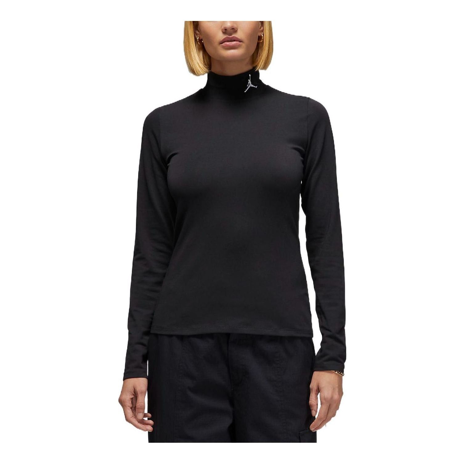 (WMNS) Air Jordan Flight Long Sleeve Mock Neck Top 'Black' DQ4619-010 sold by KicksCrew